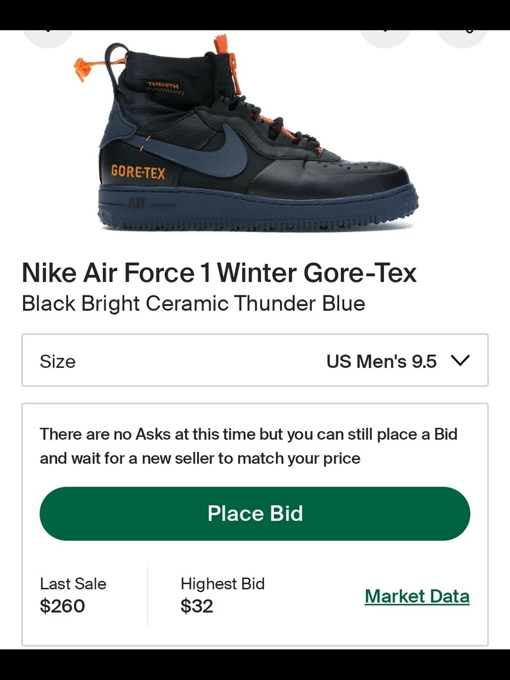 Nike Air Force 1 Winter GORE-TEX Black Bright, Thunder Blue